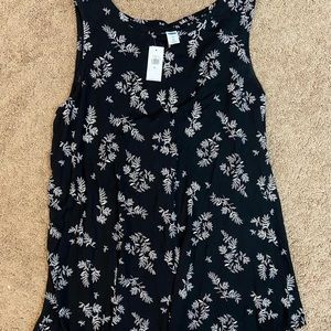 Old Navy Black Floral Sleeveless Blouse